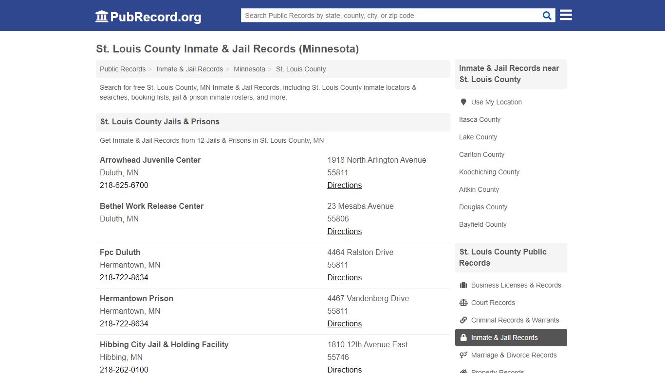 Free St. Louis County Inmate & Jail Records (Minnesota ...